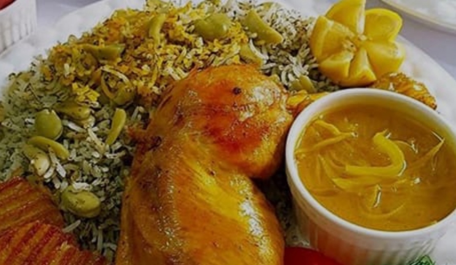شوید باقالی پلو با مرغ